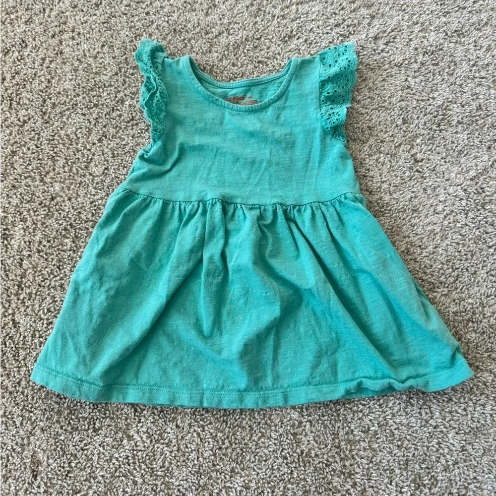Cat & Jack Baby Girl Flutter Sleeve eyelet short sleeve Dress - Size 18 Months